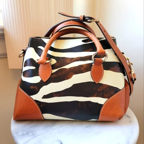 Dooney & Bourke Zebra Print Leather Handbag - Picture 1 of 6